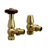 Cutout image of Redroom by Barwick Brushed Brass Classic Angled Thermostatic Radiator Valves